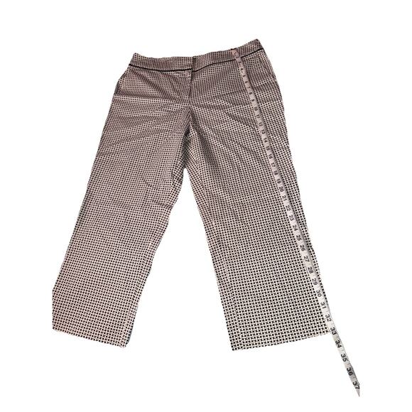 Talbots Size 10 Ankle Pant Minimalist Tapered Pants Ivory Black Weave Button Zip - Picture 6 of 8